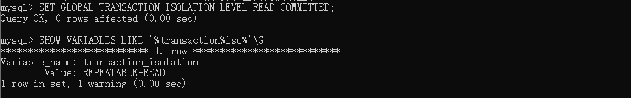 设置READ COMMITTED (读提交)