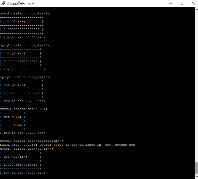 cot()函数 cot()函数