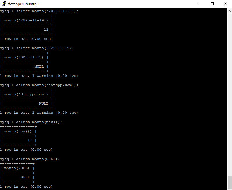 month()函数 month()函数