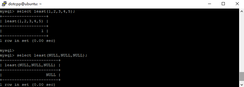 least()函数 least()函数