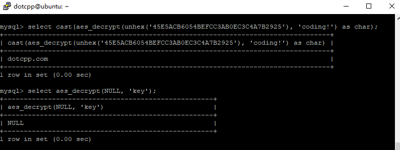 aes_decrypt()函数 aes_decrypt()函数