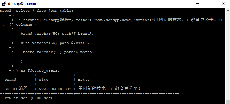json_table()函数 json_table()函数