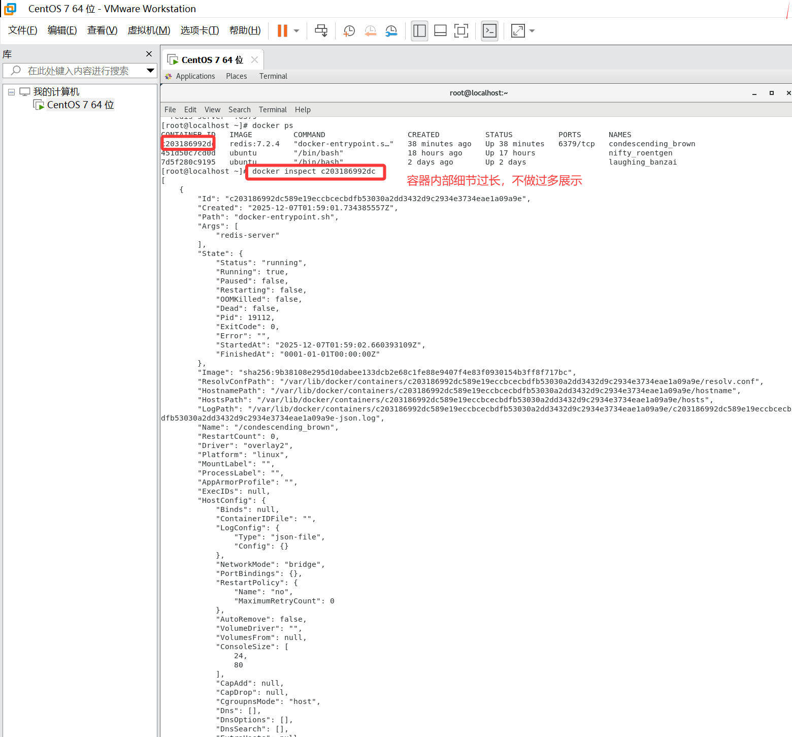 Docker演示之查看容器日志、进程、细节