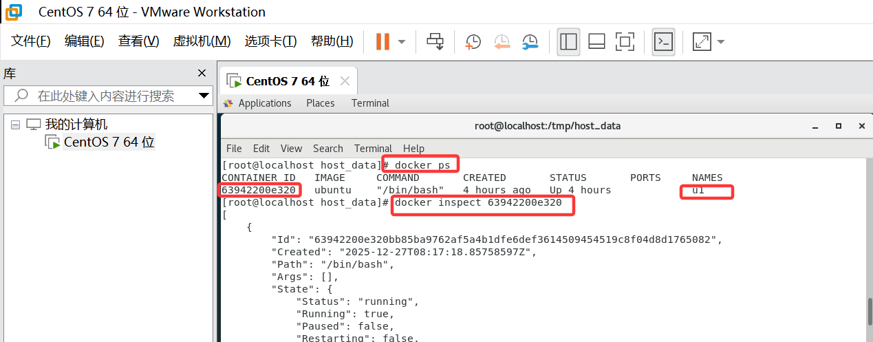 Docker 查看数据卷是否挂载成功
