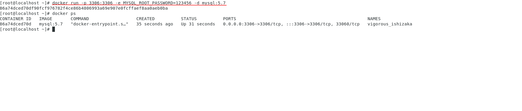 Docker 安装简单版MySQL