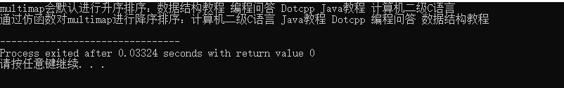 仿函数更改multi_map容器排序规则