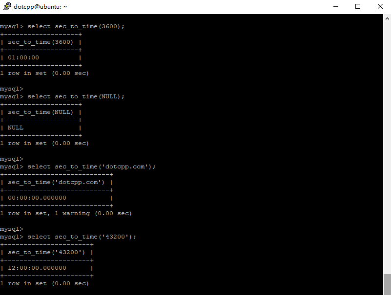 sec_to_time()函数 sec_to_time()函数