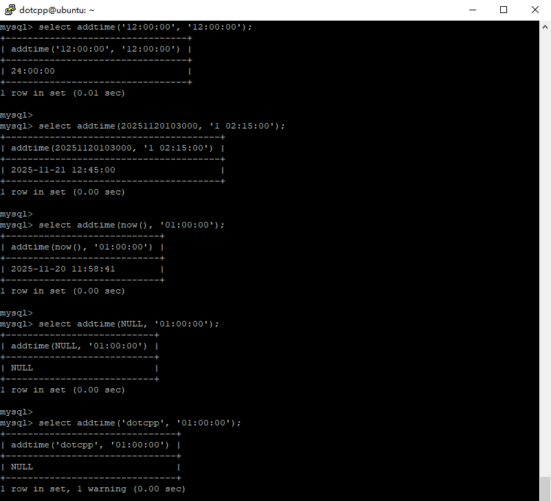 addtime()函数 addtime()函数