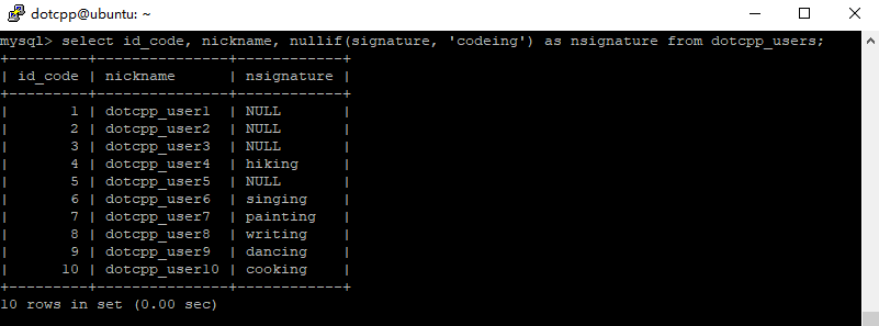 nullif()函数