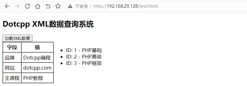 PHP Ajax和XML