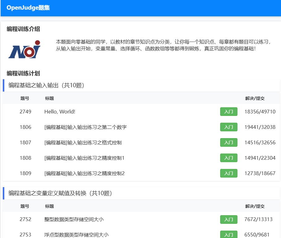 OpenJudge题集